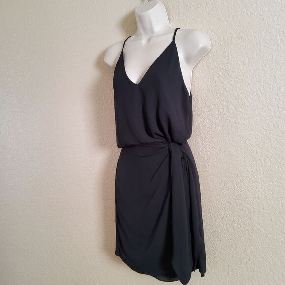 KRISA Faux Wrap Cutout Mini Halter Dress XS Black - Picture 8 of 8